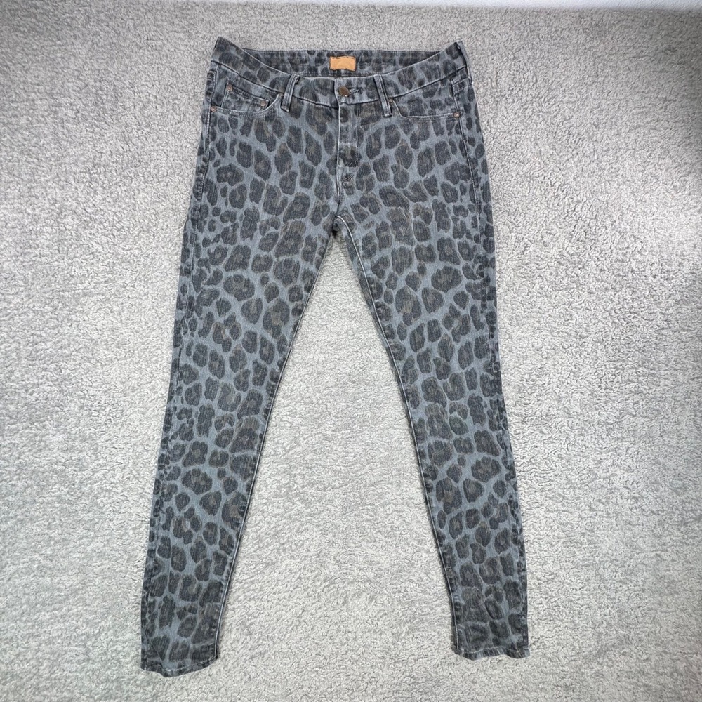 Mother The Looker Skinny Jeans 28* Paw Grey Leopard Animal Print 30x31 1001P-128 - Picture 2 of 12